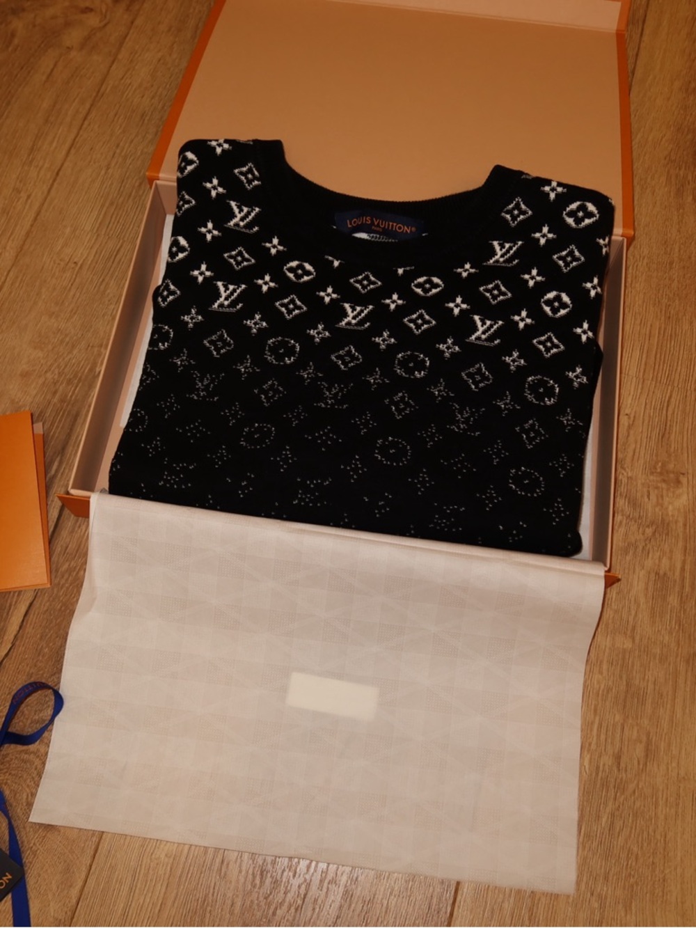 Louis Vuitton Black and White Monogram Crewneck Sweater